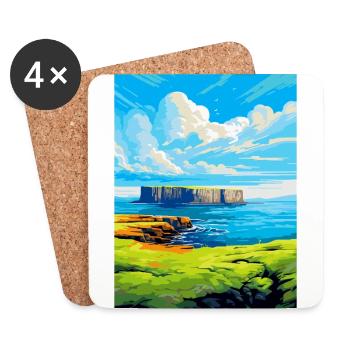 Isle Of Staffa Scotland Uk Vintage Travel Poster - Coasters (set of 4) - white - Front