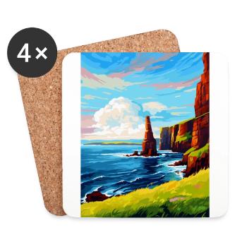 Duncansby Stacks Scotland Uk Vintage Travel Poster - Coasters (set of 4) - white - Front
