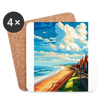 Saltburn By The Sea Angleterre Royaume-Uni Affiche de voyage WPA - Dessous de verre (lot de 4) - blanc - Devant