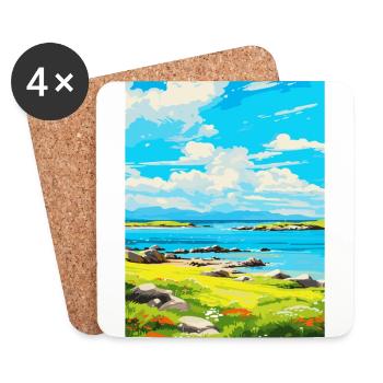 Isle Of Gigha Scotland Uk Vintage Travel Poster - Coasters (set of 4) - white - Front
