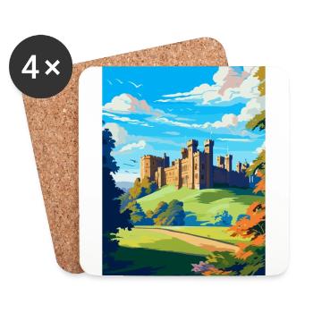 Alnwick Castle England Uk Vintage Reiseposter - Untersetzer (4er-Set) - Weiß - Vorne