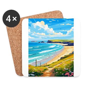 Daymer Bay, Cornwall, England, Vereinigtes Königreich, Reiseposter, WPA - Untersetzer (4er-Set) - Weiß - Vorne