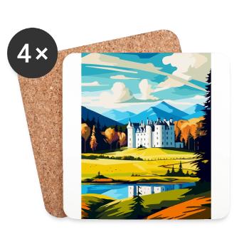 Blair Castle Écosse Royaume-Uni Affiche de voyage vintage WPA - Dessous de verre (lot de 4) - blanc - Devant