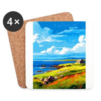 Isle Of Shapinsay Scotland Uk Travel Poster WPA - Coasters (set of 4) - white - Front