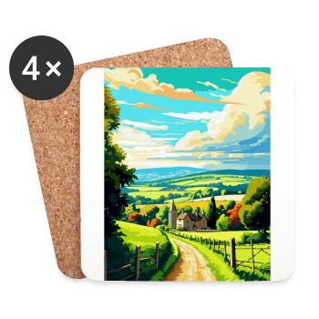 Cotswolds England Uk Vintage Travel Poster WPA Art - Coasters (set of 4) - white - Front