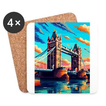 Tower Bridge England Uk Vintage Reiseposter WPA - Untersetzer (4er-Set) - Weiß - Vorne