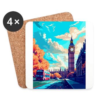London England Uk Vintage Travel Poster Souvenir - Coasters (set of 4) - white - Front
