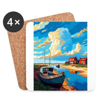 Blakeney England Uk Vintage Reiseplakat Souvenir - Untersetzer (4er-Set) - Weiß - Vorne