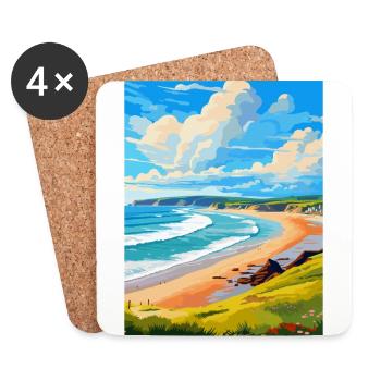 Woolacombe Devon Vintage Reiseposter Souvenir - Untersetzer (4er-Set) - Weiß - Vorne