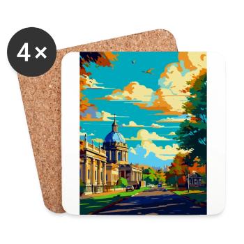 Greenwich Londres Angleterre Royaume-Uni Affiche de voyage vintage - Dessous de verre (lot de 4) - blanc - Devant