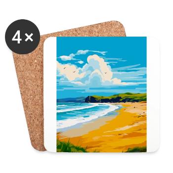 Whitesands Bay Pembrokeshire Coast Affiche de voyage - Dessous de verre (lot de 4) - blanc - Devant