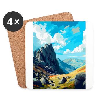 Glyder Fach Pays de Galles Royaume-Uni Affiche de voyage vintage WPA Art - Dessous de verre (lot de 4) - blanc - Devant