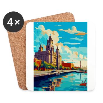 Liverpool Uk Vintage Travel Poster Souvenir WPA - Coasters (set of 4) - white - Front
