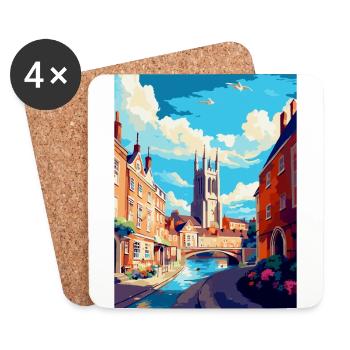 Exeter England Uk Vintage Reiseposter Souvenir - Untersetzer (4er-Set) - Weiß - Vorne