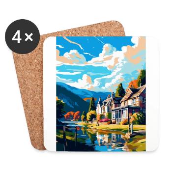 Pitlochry Scotland Uk Travel Poster Souvenir WPA - Coasters (set of 4) - white - Front