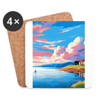 Isle Of Bute Scotland Uk Travel Poster Souvenir - Coasters (set of 4) - white - Front