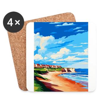Filey Yorkshire Vintage Travel Poster Souvenir WPA - Coasters (set of 4) - white - Front