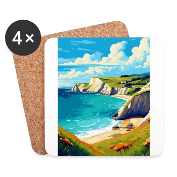 Lulworth Cove, England, Vereinigtes Königreich, Reiseposter, Souvenir - Untersetzer (4er-Set) - Weiß - Vorne
