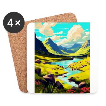 Die Highlands Schottland Großbritannien Reise Poster Souvenir - Untersetzer (4er-Set) - Weiß - Vorne
