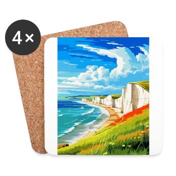 Seven Sisters Sussex Travel Poster Souvenir WPA - Coasters (set of 4) - white - Front