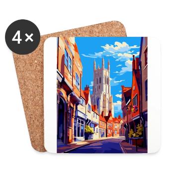 Canterbury England Uk Travel Poster Souvenir WPA - Coasters (set of 4) - white - Front