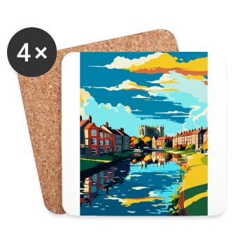 Newark on Trent Angleterre Royaume-Uni Affiche de voyage souvenir - Dessous de verre (lot de 4) - blanc - Devant