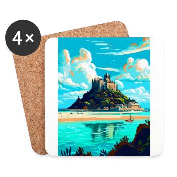 St Michaels Mount England Uk Reiseposter WPA - Untersetzer (4er-Set) - Weiß - Vorne