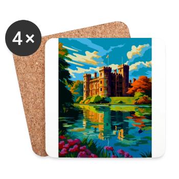 Hever Castle England Uk Reise Poster Souvenir WPA - Untersetzer (4er-Set) - Weiß - Vorne
