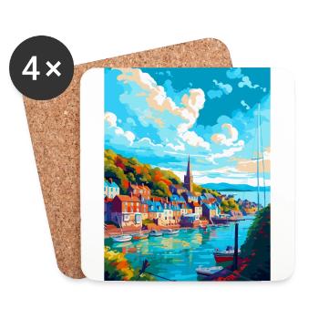 Dartmouth England Uk Travel Poster Souvenir WPA - Coasters (set of 4) - white - Front