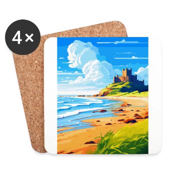 Bamburgh Castle England Uk Reise Poster Souvenir - Untersetzer (4er-Set) - Weiß - Vorne