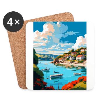 Salcombe England Uk Vintage Reiseposter Souvenir - Untersetzer (4er-Set) - Weiß - Vorne
