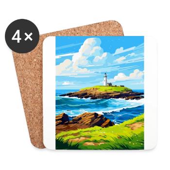 Godrevy Point England Uk Reise Poster Souvenir - Untersetzer (4er-Set) - Weiß - Vorne