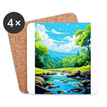 Golitha Falls, England, Vereinigtes Königreich, Reiseposter, Souvenir - Untersetzer (4er-Set) - Weiß - Vorne