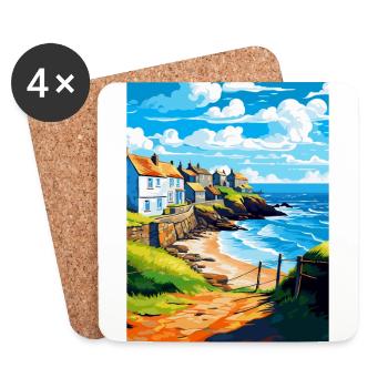 Gorran Haven, England, Vereinigtes Königreich, Reiseposter, Souvenir, WPA - Untersetzer (4er-Set) - Weiß - Vorne
