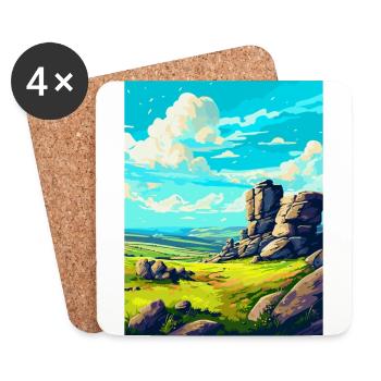 Dartmoor National Park Travel Poster Souvenir WPA - Coasters (set of 4) - white - Front