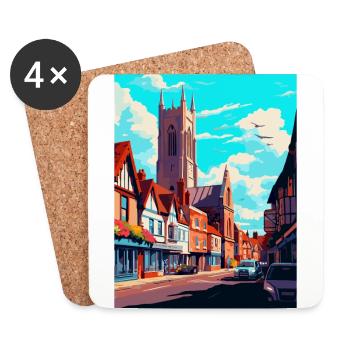 Hereford, England, Vereinigtes Königreich, Vintage, Reiseposter, Souvenir - Untersetzer (4er-Set) - Weiß - Vorne