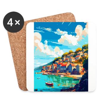 Looe England Uk Vintage Reise Poster Souvenir WPA - Untersetzer (4er-Set) - Weiß - Vorne