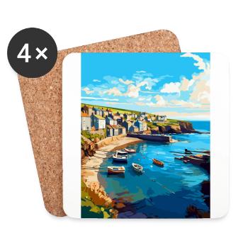 Port Issac, England, Vereinigtes Königreich, Reiseposter, Souvenir, WPA - Untersetzer (4er-Set) - Weiß - Vorne