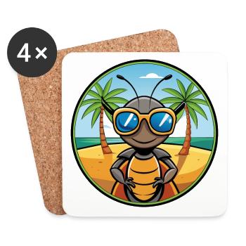 Ameise lustige Cartoon Sommer Strand Sonnenbrille Aufkleber - Untersetzer (4er-Set) - Weiß - Vorne