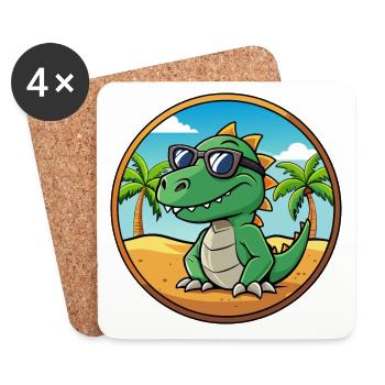 Dinosaurier Lustige Cartoon Sommer Strand Sonnenbrille - Untersetzer (4er-Set) - Weiß - Vorne