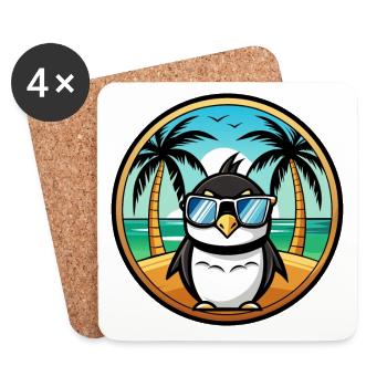 Penguin Funny Cartoon Summer Beach Sunglasses Cool - Coasters (set of 4) - white - Front
