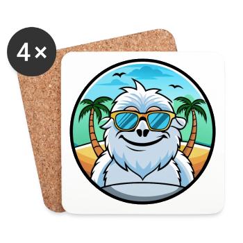 Yeti Lustige Cartoon Sommer Strand Sonnenbrille Aufkleber - Untersetzer (4er-Set) - Weiß - Vorne