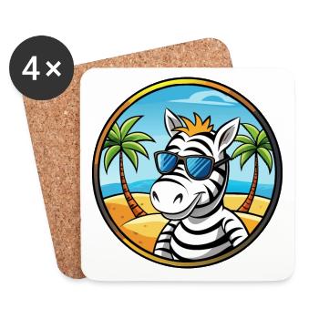 Zebra Lustige Cartoon Sommer Strand Sonnenbrille Cool - Untersetzer (4er-Set) - Weiß - Vorne