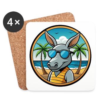 Aardvark Funny Cartoon Lunettes de soleil de plage d’été - Dessous de verre (lot de 4) - blanc - Devant