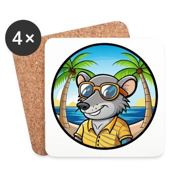 Ratte Lustige Cartoon Sommer Strand Sonnenbrille Aufkleber - Untersetzer (4er-Set) - Weiß - Vorne