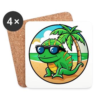 Chamäleon Lustige Cartoon Sommer Strand Sonnenbrille - Untersetzer (4er-Set) - Weiß - Vorne