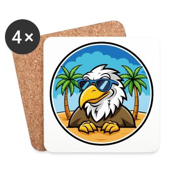 Adler Lustige Cartoon Sommer Strand Sonnenbrille Cool - Untersetzer (4er-Set) - Weiß - Vorne
