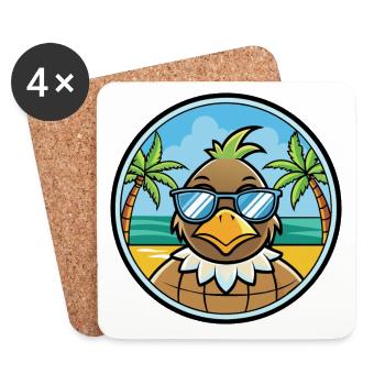 Wachtel Lustige Cartoon Sommer Strand Sonnenbrille Cool - Untersetzer (4er-Set) - Weiß - Vorne