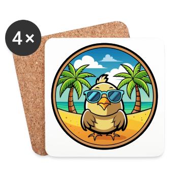 Wachtel Lustige Cartoon Sommer Strand Sonnenbrille Cool - Untersetzer (4er-Set) - Weiß - Vorne