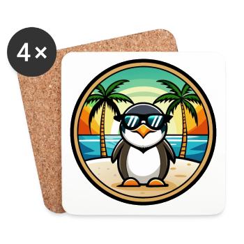 Penguin Funny Cartoon Summer Beach Sunglasses Cool - Coasters (set of 4) - white - Front